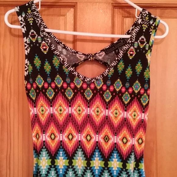 Dolce Donna Tribal Pattern Boho Maxi Dress Medium - Picture 5 of 12